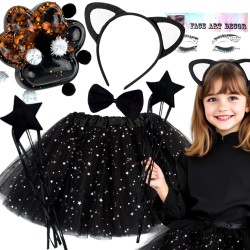 Zestaw Strój Kotka różdżka kryształki + Taba kocia łapka