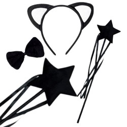 Zestaw Strój Kotka różdżka kryształki + Taba kocia łapka