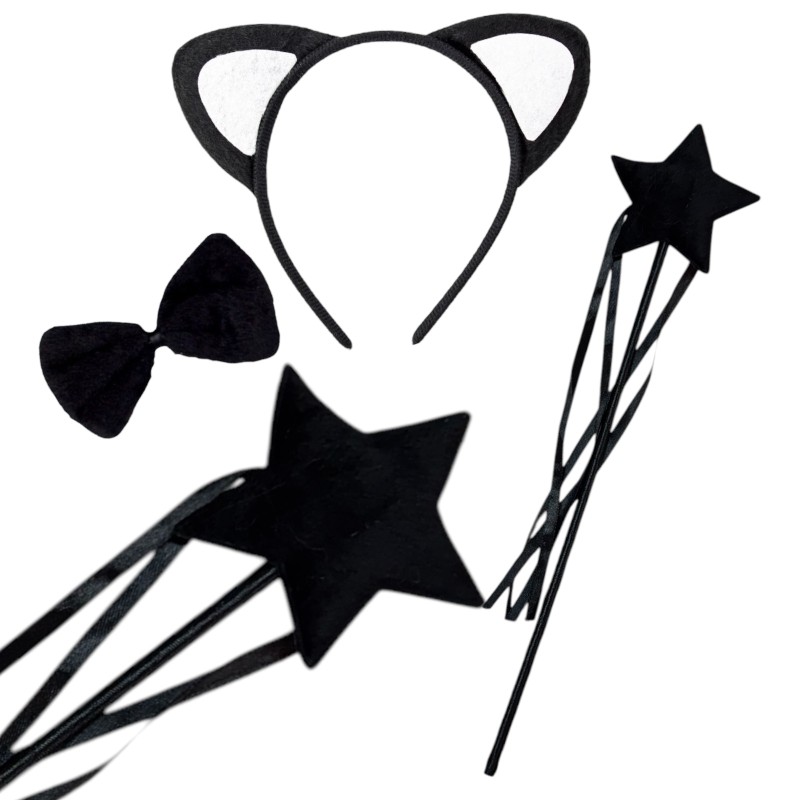 Zestaw Strój Kotka różdżka kryształki + Taba kocia łapka