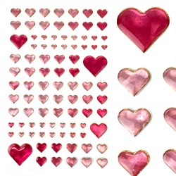 Naklejki hologramowe 3D serduszka Scrapbooking DIY