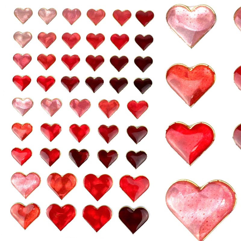 Naklejki hologramowe 3D serduszka Scrapbooking DIY