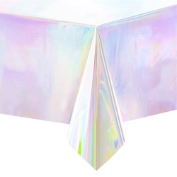 Obrus 137x183 cm na stół opalizujący holo srebrny