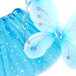 Strój Niebieski Motylek Motyl Skrzydełka TUTU Gwiazdki