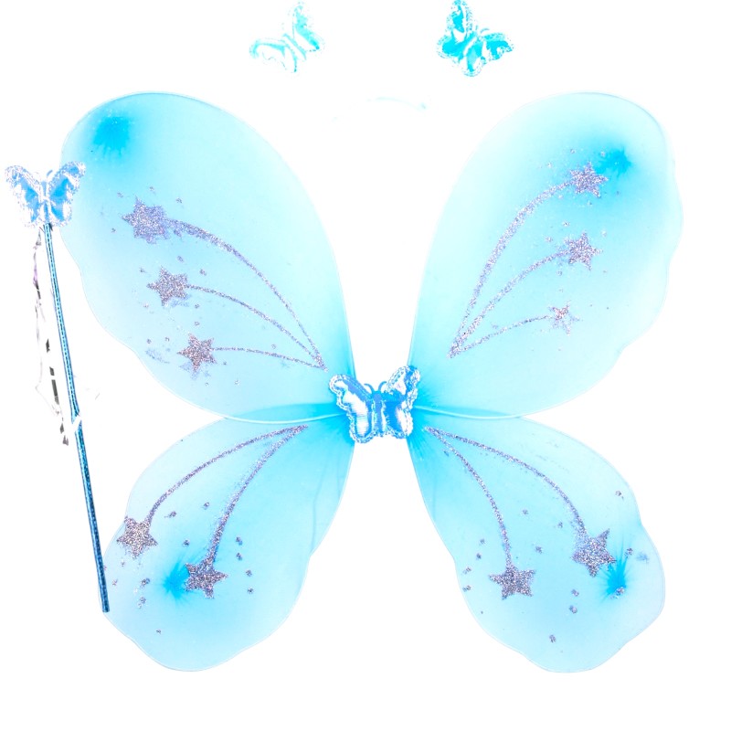Strój Niebieski Motylek Motyl Skrzydełka TUTU Gwiazdki