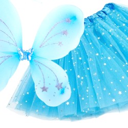 Strój Niebieski Motylek Motyl Skrzydełka TUTU Gwiazdki