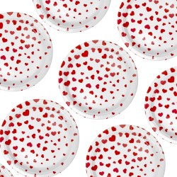 Talerzyki papierowe jednorazowe Serca Walentynki 18cm 8szt