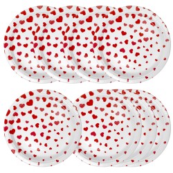 Talerzyki papierowe jednorazowe Serca Walentynki 18cm 8szt