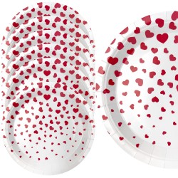 Talerzyki papierowe jednorazowe Serca Walentynki 23cm 6 sztuk