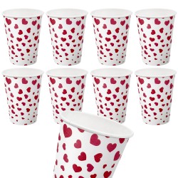 Kubeczki papierowe jednorazowe Serca walentynki 8szt