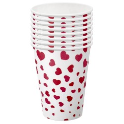 Kubeczki papierowe jednorazowe Serca walentynki 8szt