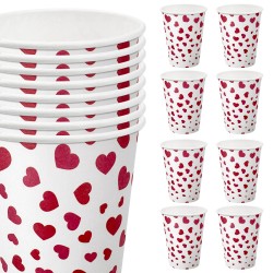 Kubeczki papierowe jednorazowe Serca walentynki 8szt
