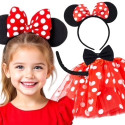 Zestaw Przebranie Myszka Minnie Spódniczka Opaska Muszka Ogonek