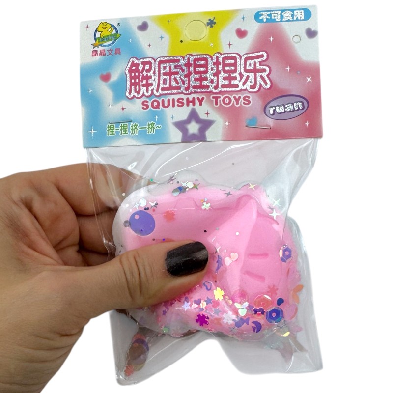 Gniotek Mochi Pusheen Kotek z cekinami