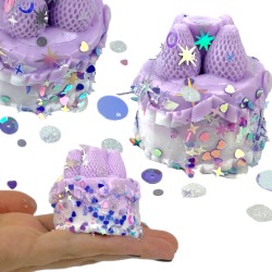 Gniotek Mochi Tort z cekinami