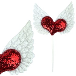 Topper Serce ze Skrzydełkami na Walentynki