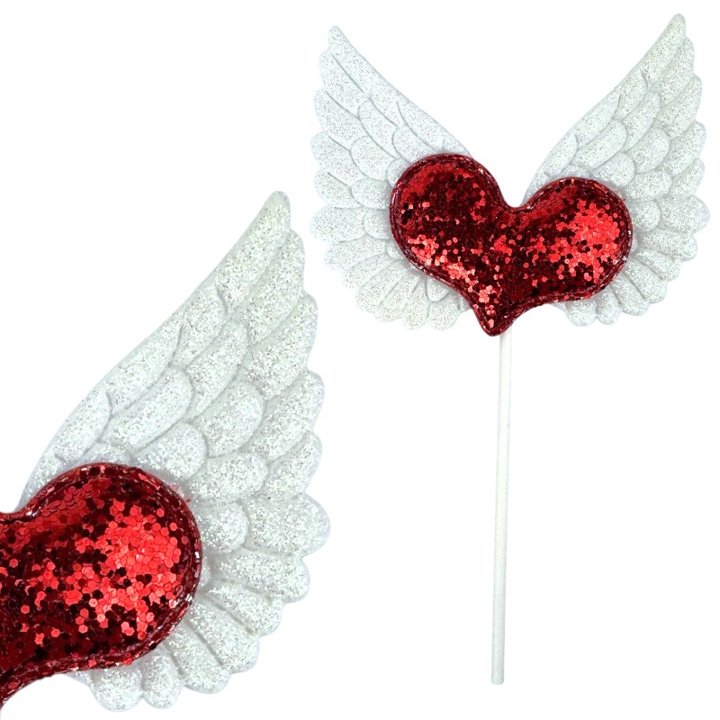 Topper Serce ze Skrzydełkami na Walentynki