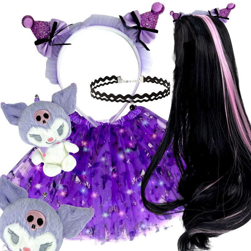 Strój Zestaw Kuromi Spódniczka Tutu Opaska Peruka