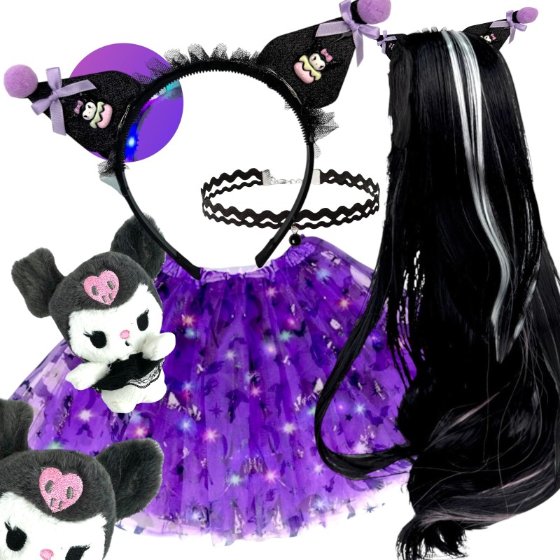 Strój Zestaw Kuromi Spódniczka Tutu Opaska Peruka