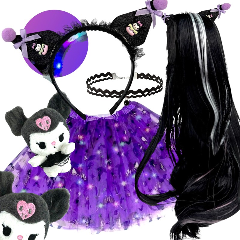 Strój Zestaw Kuromi Spódniczka Tutu Opaska Peruka