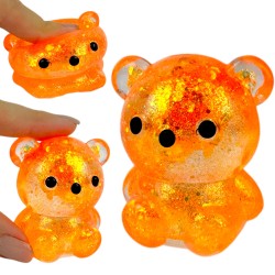 Miś gniotek kolorowy Gel brokatowy 6 cm