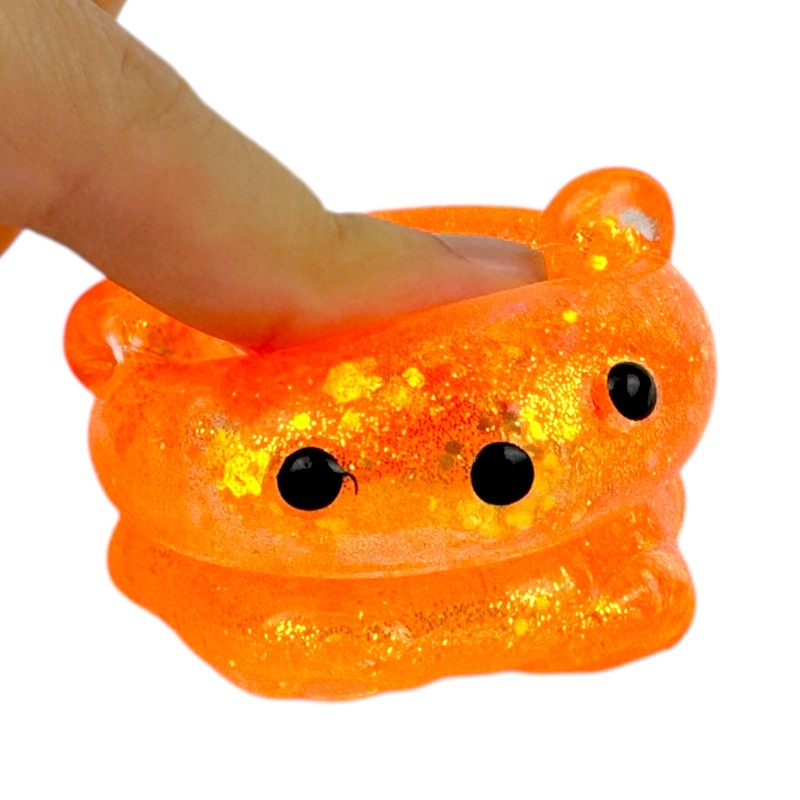 Miś gniotek kolorowy Gel brokatowy 6 cm