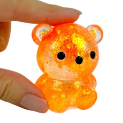 Miś gniotek kolorowy Gel brokatowy 6 cm