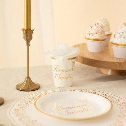 Kubeczki papierowe Komunia Święta biało-złoty 220 ml 6 szt