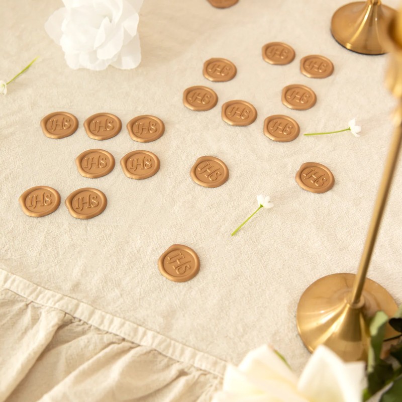 Pieczęć lakowa Komunia Święta IHS złota 9 szt