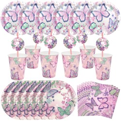 Duży Zestaw Naczyń Papierowych nakrycie stołu motyl motylek