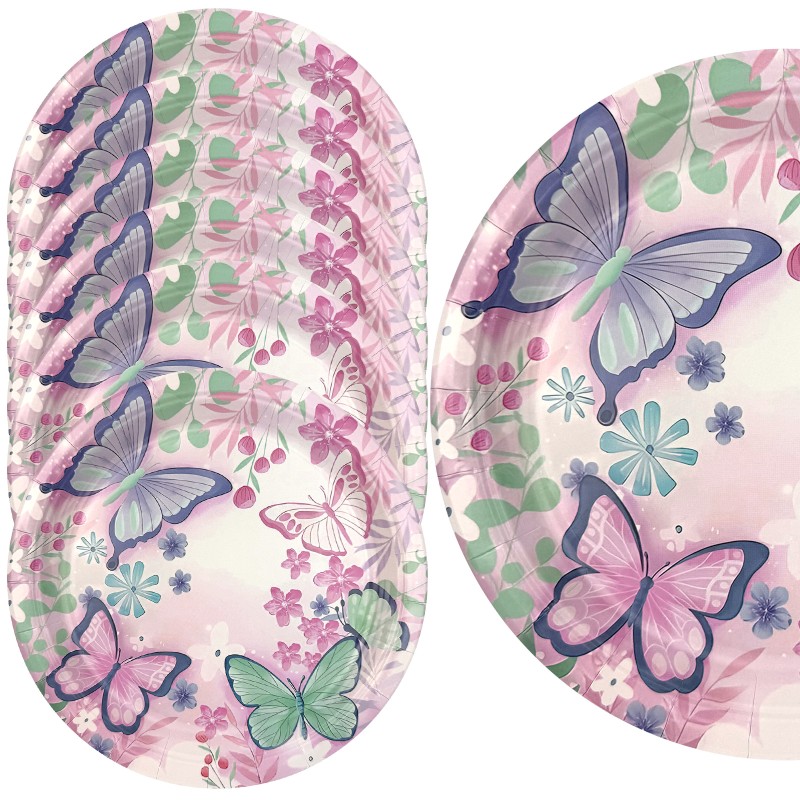 Duży Zestaw Naczyń Papierowych nakrycie stołu motyl motylek