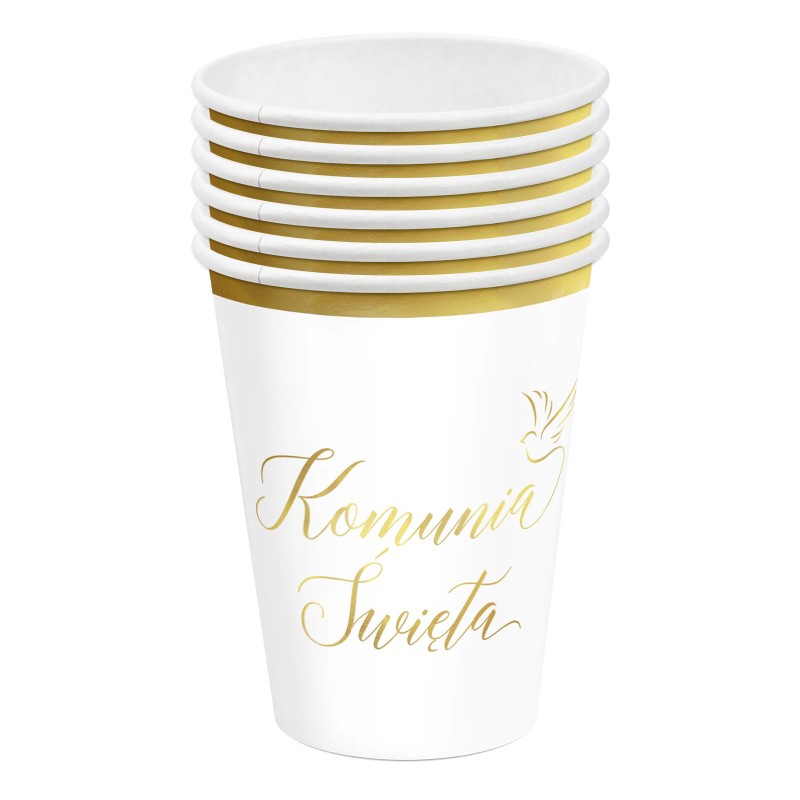 Zestaw Papierowych Naczyń Komunia Święta IHS Talerzyki Kubki