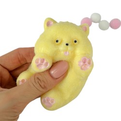 Gniotek kotek biały z różowymi łapkami i kuleczkami