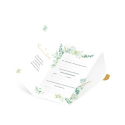 Zaproszenie Komunia Święta Eukaliptus z pieczęcią lakową 6 szt.