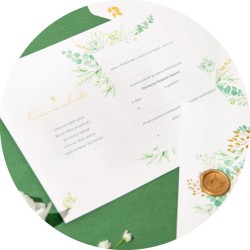 Zaproszenie Komunia Święta Eukaliptus z pieczęcią lakową 6 szt.