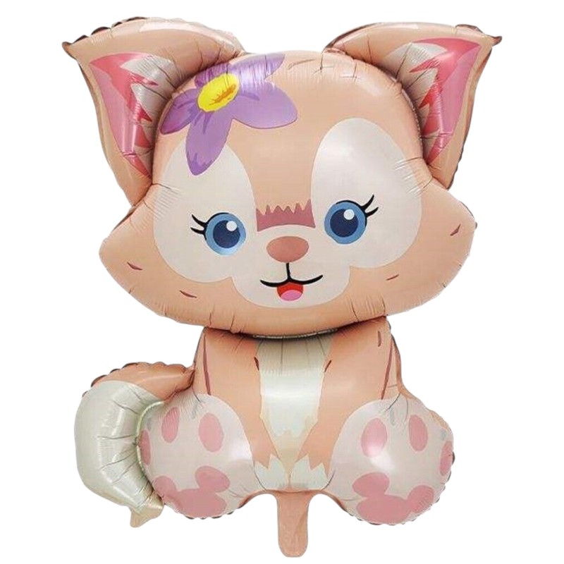 Zestaw balonów urodzinowych Lisek LinaBell + cyfra 80cm + serce + konfetti