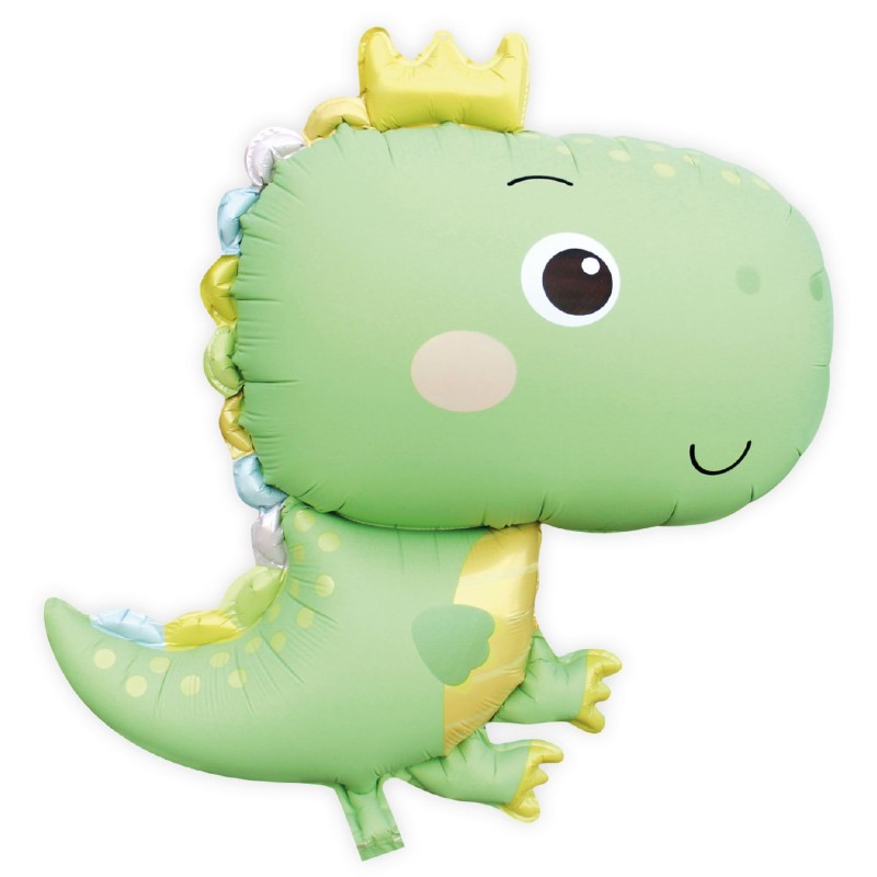 Balon foliowy – Zielony Dinozaur z koroną 79 cm