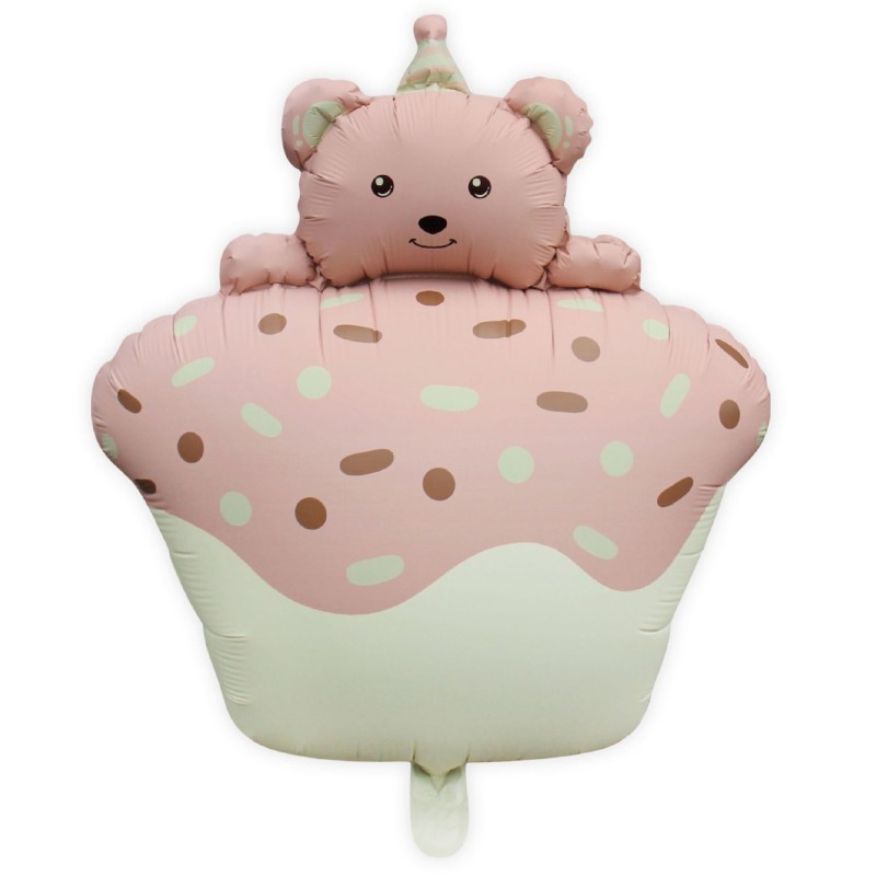Balon foliowy Pastelowy Satynowy Miś w babeczce 73 cm