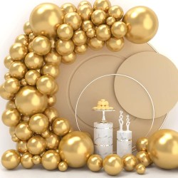 Balony lateksowe 10 cali 25cm złote chrom