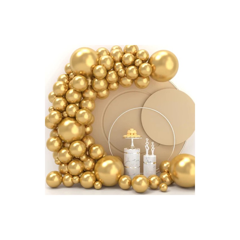 Balony lateksowe 10 cali 25cm złote chrom