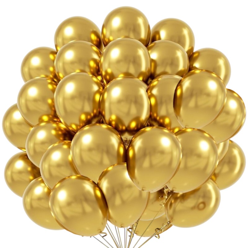 Balony lateksowe 10 cali 25cm złote chrom