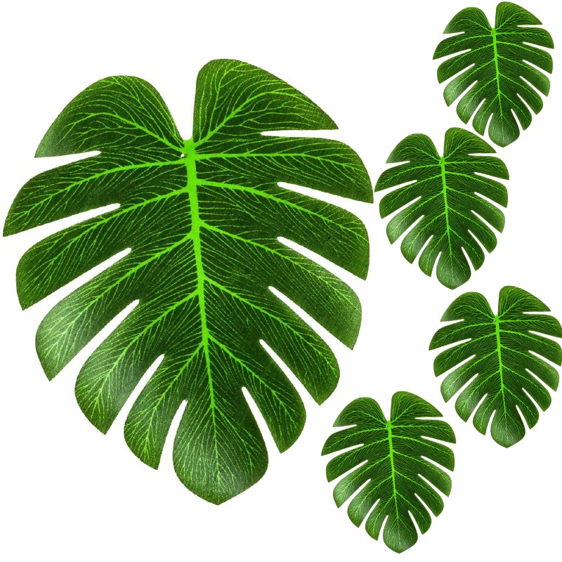 Liść dekoracyjny Monstera zestaw 5 sztuk zielony 21x18 cm