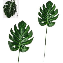 Liść dekoracyjny Monstera z łodygą zestaw 2 sztuki zielony 16 cm