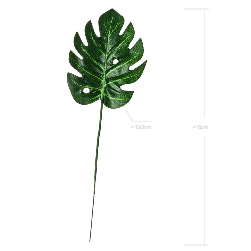 Liść dekoracyjny Monstera z łodygą zestaw 2 sztuki zielony 16 cm