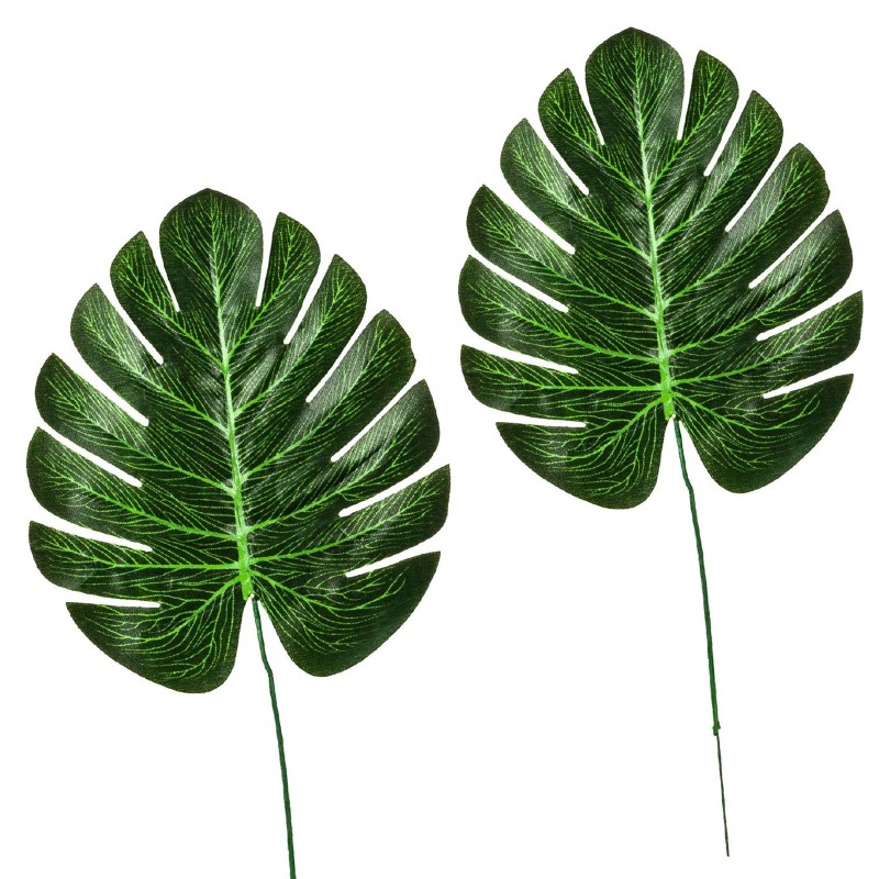 Liść dekoracyjny Monstera z łodygą zestaw 2 sztuki zielony 30 cm