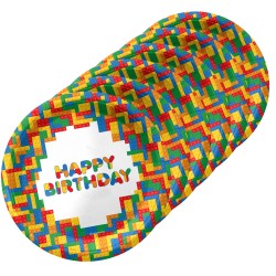 Talerzyki papierowe jednorazowe kolorowe klocki 23cm 6szt