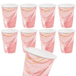 Kubeczki papierowe Różowe Marmurkowe 8 szt. 220 ml