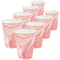 Zestaw dekoracji stołu Różowy Marmur – talerzyki, kubeczki, serwetki