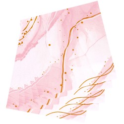 Zestaw dekoracji stołu Różowy Marmur – talerzyki, kubeczki, serwetki