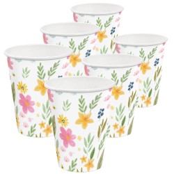 Zestaw Talerzyki Kubeczki papierowe Pastelowe Polne Kwiaty