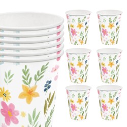 Zestaw Talerzyki Kubeczki papierowe Pastelowe Polne Kwiaty